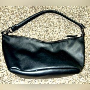 Black Faux Leather Stylish Simple Small Shoulder Bag